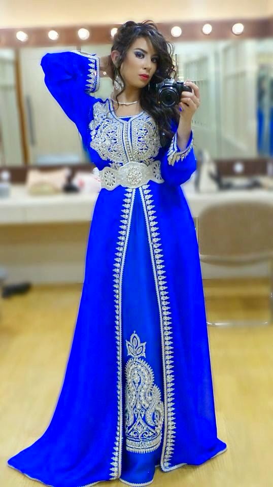 robe caftan bleu de soirée 2016