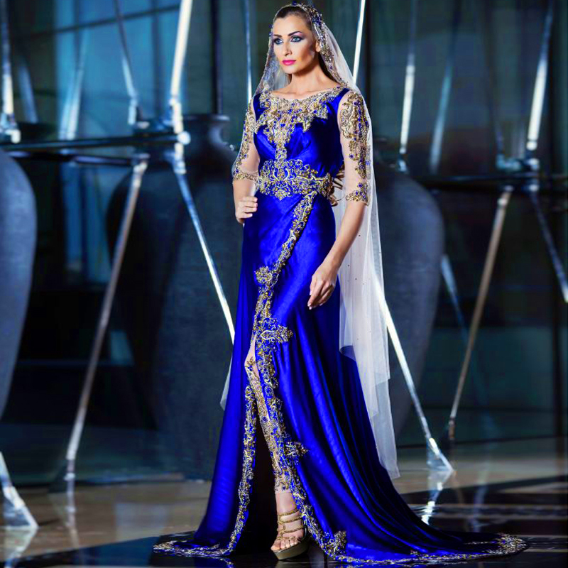 Robe longue pour le bal-femmes bleu Royal caftan