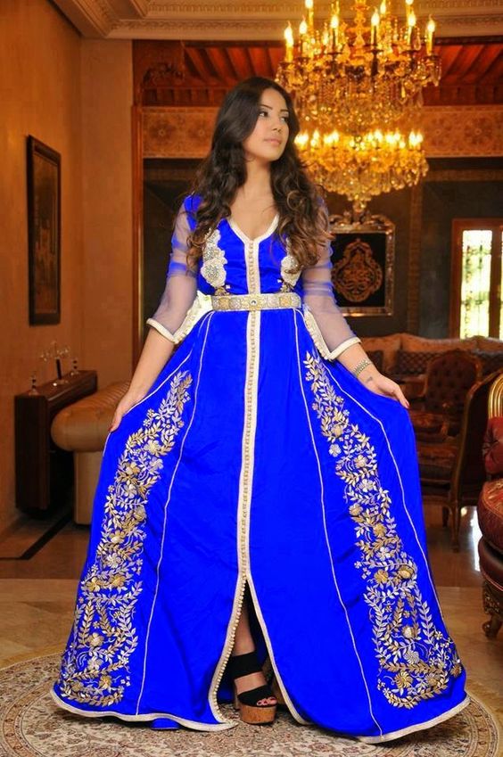 caftan robe bleu