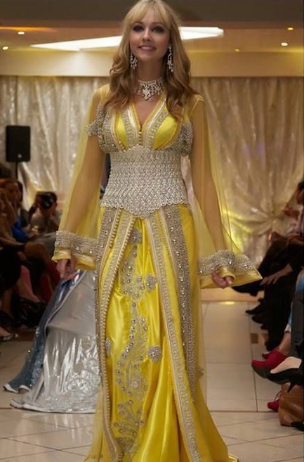 caftan marocain jaune mode 2016